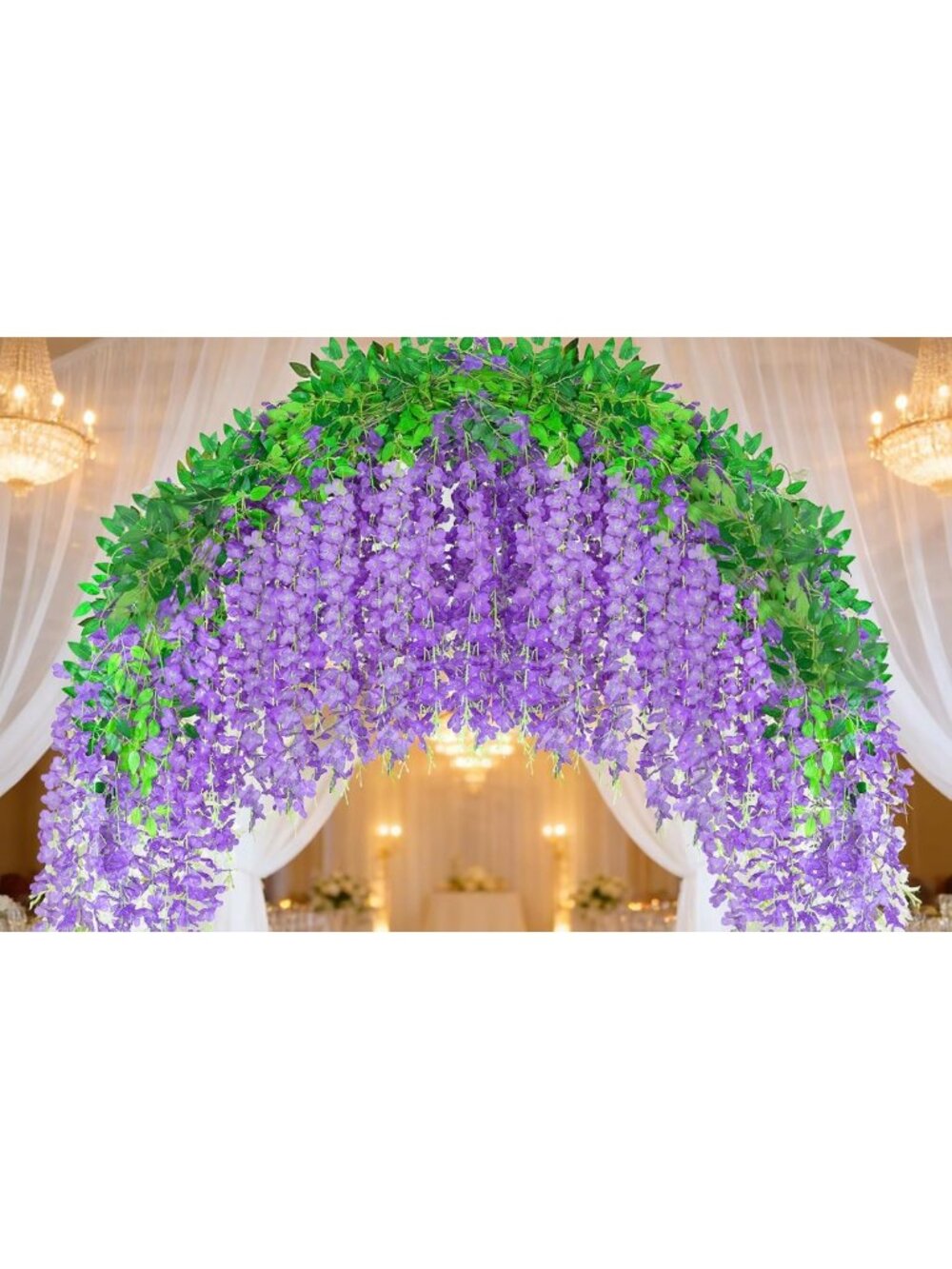 100 Pack Purple Wisteria Garland - Fake Hanging Flowers for Home Decor (3.6 Ft)
